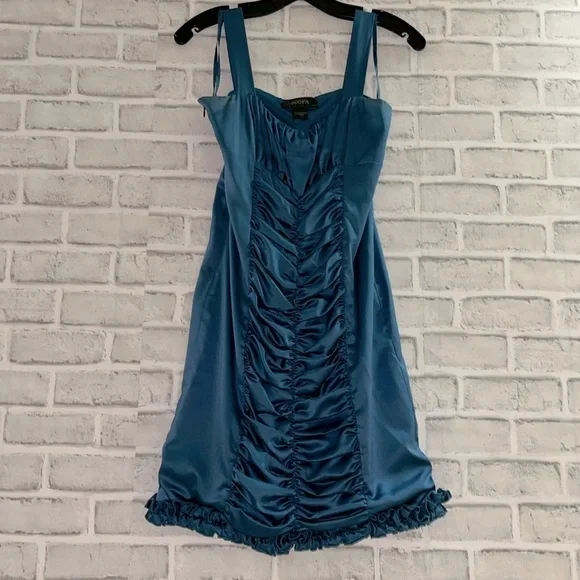 Kopa women’s frilly blue shoulder strap dress size small, frilly hem at base - Picture 1 of 4